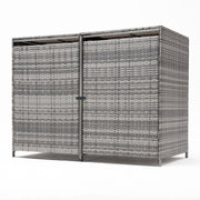 Rattan Garden Double Wheelie Bin Store Outdoor Dustbin Rubbish Storage Shed Box