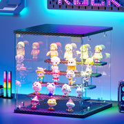 5-Tier Small Display Cabinet with Glass Doors & RGB Lights for Action Figures