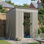 6 x 4FT Metal Garden Shed Galvanised Outdoor Storage Shed with Foundation Kit