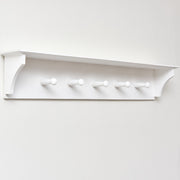 White wooden shelf with hooks kitchen bathroom bedroom hallway storage decor