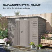 8 x 4FT Metal Garden Storage Shed with Double Doors, Light Grey