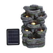 Solar Power Water Fountain Feature LED Lights Outdoor Garden Stone Statues Decor