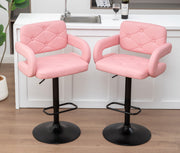 2 LARGE BAR STOOLS PLUSH SEAT GAS LIFT SWIVEL BREAKFAST KITCHEN BAR LARGE SEAT