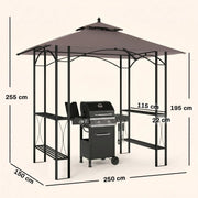 2.5x1.5M BBQ Tent Canopy Patio Awning Gazebo Party Sun Shelter 4Side Shelves