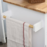 Kitchen Island Storage Cabinet Rolling Trolley with Wood Top, 3-Tier Spice Rack