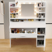Dressing Table With 8 Shelves LED Mirror Set Makeup Desk Vanity Table Bedroom