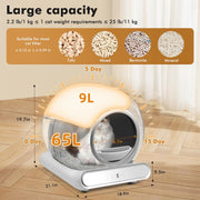 Self Cleaning Automatic Cat Litter Box 65L 2.4G WIFI APP Control with Trash Bag