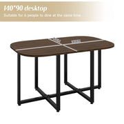 Dining Table and Grey Chairs Set of 6 Square Wooden Kitchen Table Metal Legs