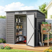 6.3 x 4.3FT Galvanised Metal Garden Shed with Lockable Door, Grey