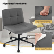 Criss Cross Chair PU Leather Upholstered Cross-legged Chair-Grey