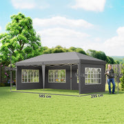 3 x 6m Heavy Duty Gazebo Marquee Party Tent with Storage Bag Grey