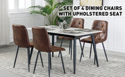 4X Dining Chairs Set Faux Suede Leather Padded Seat Metal Leg Kitchen