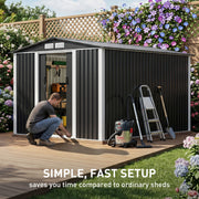 8 x 10ft Garden Shed Metal Apex Roof Outdoor Storage Tool Sheds Lockable Doors