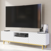 TV Unit TV Stand Sideboard Cabinet Cupboard White Gold Carved Doors 180cm