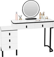 Dressing Table With LED Lights Dimmable Mirror Vanity Makeup Table 5 Drawers UK