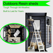 4X3FT Plastic Garden Shed Apex with Floor Window Lockable Door Wood Grain Grey