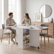 80-140 cm Folding Dining Table for 4-6 Drop Leaf Table White