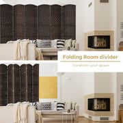 DARK BROWN ROOM DIVIDER 6 PANEL SOLID WEAVE WICKER FOLDING PRIVACY SCREEN PANEL