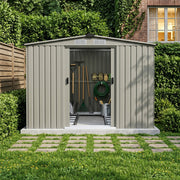 10 x 8FT Garden Shed Metal Apex Roof Outdoor Storage House With Free Foundation