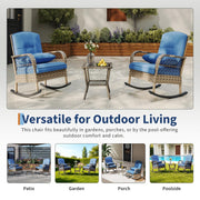 3 Piece Patio Swivel Rocker Set Wicker Rocking Chairs w/ 2-Tier Coffee Table