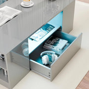 Led Coffee Table with 2 Drawer Storage, High Gloss Coffee Table for Living Room