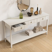 Large 3 Drawer Console Table with Shelf - Padstowe Ivory Range