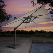 Seasons Sentry 10ft (3m) Square 2-Tier LED Solar Cantilever Umbrella with Base