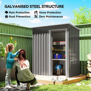 5 x 3ft Garden Storage Shed Sliding Door Sloped Roof Tool, Grey