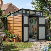 8 x 7ft Metal Garden Shed Waterproof Outdoor Bike Tool Storage Shed Double Doors