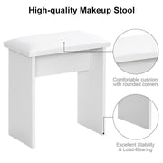 White Dressing Table with LED Lights Mirror Stool Drawers Vanity Makeup Desk Set