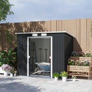 7 x 4ft Metal Garden Storage Shed w/ Double Door Dark Grey