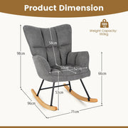 Modern Linen Rocking Accent Chair Upholstered Glider Rocker Armchair
