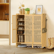 3 Rattan Door XL Shoe Cabinet Bamboo Wood Shoes Shelf Footwear Storage Organizer