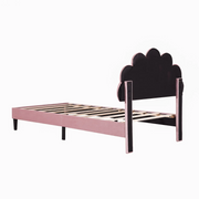 3FT Single Velvet Bed Frame with Adjustable Petal Headboard Easy Assembly Pink
