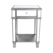 Silver Mirrored End Table with 1 Chest of Drawer Sofa Side Accent Table Storage