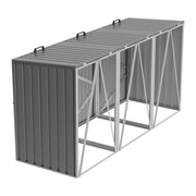 Triple Wheelie Bin Storage Metal Store Cover Garden Rubbish Dustbin 3 Sheds Grey