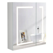Bathroom Mirror Cabinet LED Wall Mounted 650x600mm with Demister Shaver Storage