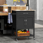 Rolling Kitchen Island Cart Mobile Serving Cart with Drawer-Black