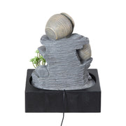 Tall Intdoor Water Fountain 3 Tiers Cascading Jugs Zen Meditation LED Waterfall