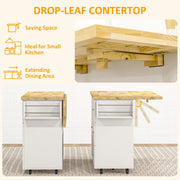 Rolling Kitchen Island, Kitchen Storage Trolley w/ Drop Leaf, Drawers