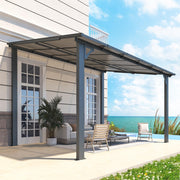 Lean-To Hardtop Gazebo 2.4x3.65m Aluminium Frame, Weatherproof Pergola