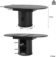 Extendable Dining Table 4-6 Seater Oval Wood Storage Shelf Space Saving Black