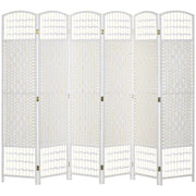 6 Panel Room Divider Folding Privacy Screen with Pine Wood Frame Refurbished