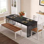 Industrial Dining Table for 6-8 People, 180cm Rectangular Kitchen Dinner Table