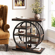 End Table for Living Room, 5-Tier Industrial Narrow Side Table with Metal Frame