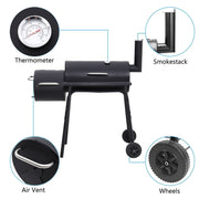 Large Charcoal Barrel BBQ Grill Garden Barbecue Patio Smoker Portable Wheels