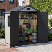 Plastic Garden Shed 6x4 with Floor & Window Waterproof Outdoor Storage Shed Tool