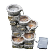 Garden Water Feature Outdoor Solar Powered LED Fountain 5-Tier Bowl Teamson