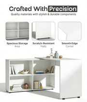 L-Shaped Corner Computer Desk Home Office Workstation with 4 Storage Shelves