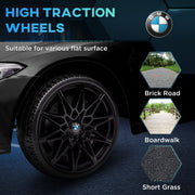AIYAPLAY 12V BMW M4 Licensed Kids Electric Car w/ Remote, Suspension, Black